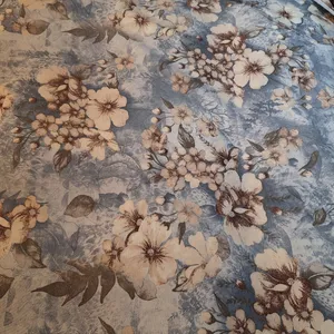 پارچه ملحفه عرض ۲ متر مدل گلدرشت نخی کد ۰۴۰۵ رنگ نقرآبی