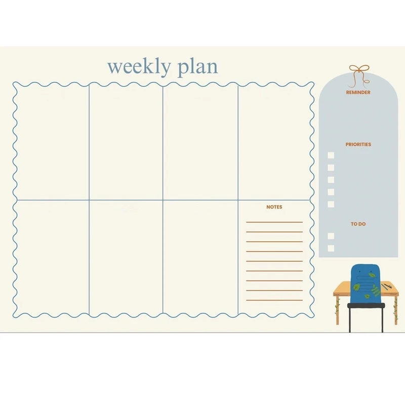 کاغذ A4 مدل weekly plan کد 10209 بسته 20 عددی
