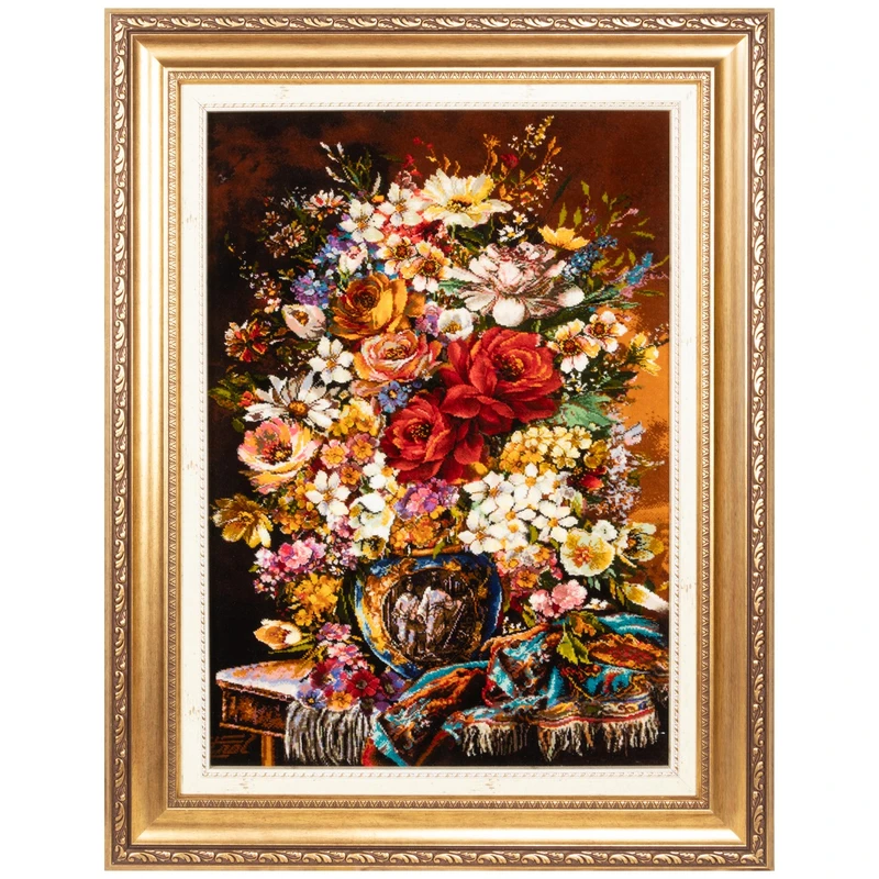 تابلو فرش دستباف سی پرشیا طرح گل در گلدان کد 904209