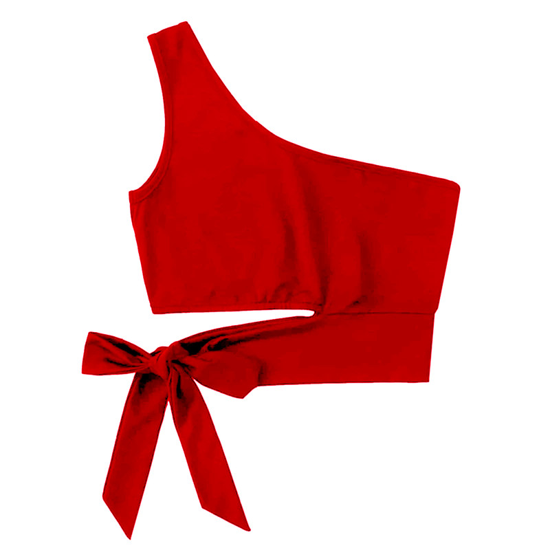 کراپ تاپ زنانه مدل پاپیونی رنگ قرمز