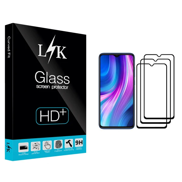 محافظ صفحه نمایش ال کی مدل Hard glass مناسب برای گوشی موبایل شیائومی Redmi Note 8 Pro بسته سه عددی