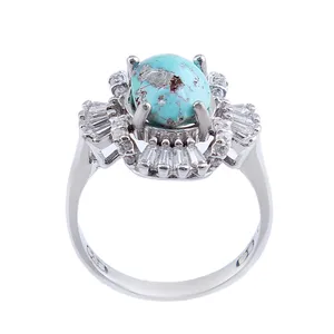 انگشتر نقره زنانه مدل بازرگانی میلادی فیروزه نیشابور رکاب روکش رادیوم کد AWR_1224