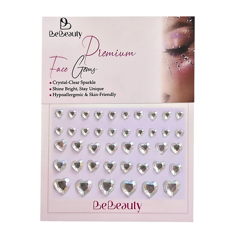 نگین صورت بی‌بیوتی مدل قلب هولوگرافیک بسته 42 عددی