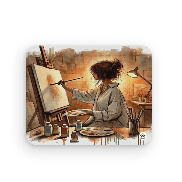 ماوس پد شادیت مدل دختر نقاش کد 02 سایز 24*19 سانتی متر