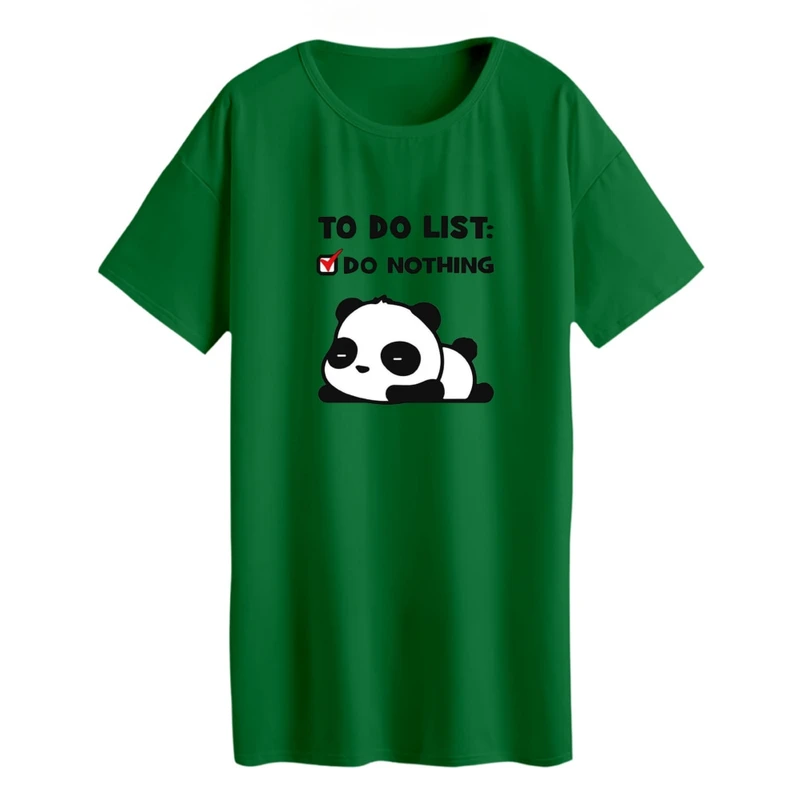 تی شرت لانگ زنانه مدل پاندا تنبل