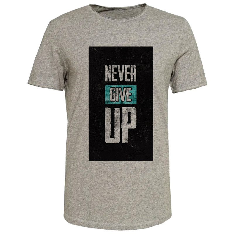 تیشرت آستین کوتاه مردانه مدل NEVER GIVE UP کد B185 رنگ طوسی