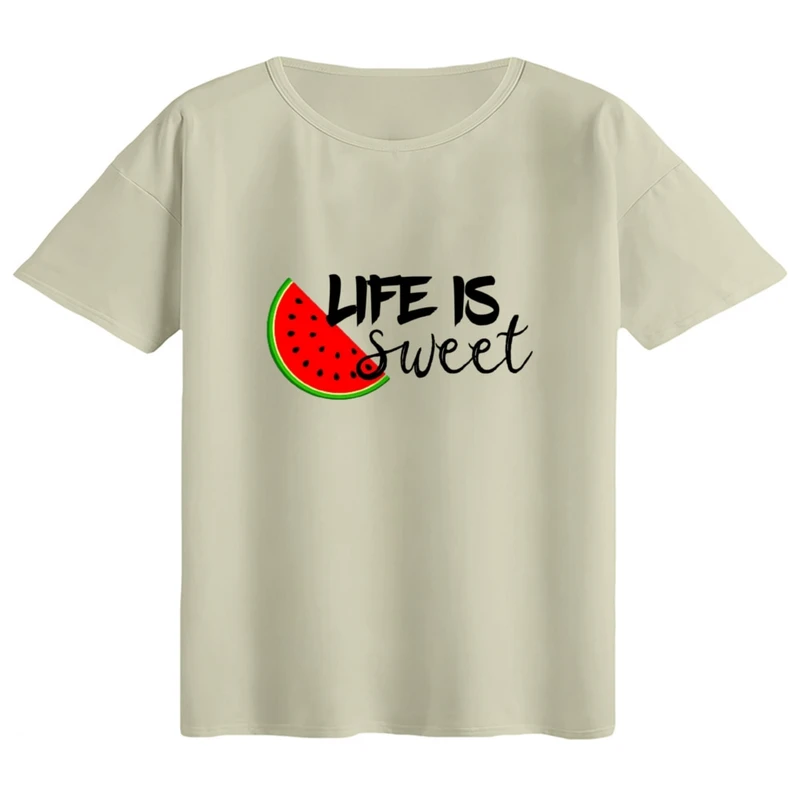 تی‌شرت اورسایز آستین کوتاه زنانه مدل باکسی طرح هندوانه یلدایی کد 59