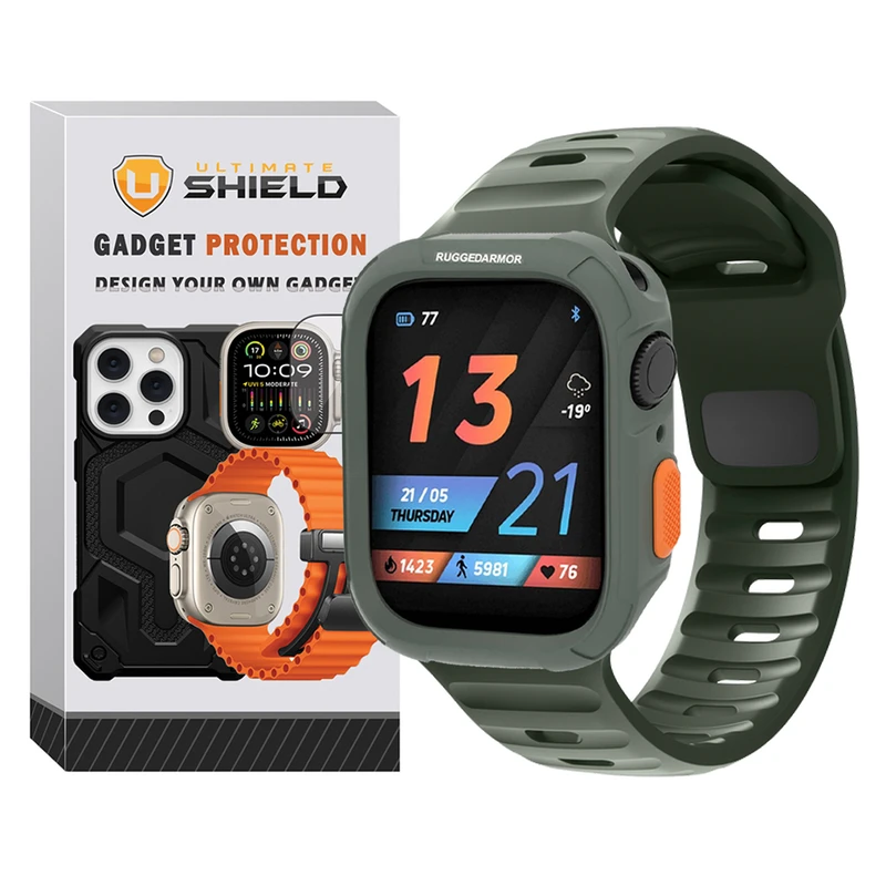 بند آلتیمیت شیلد مدل SPG Rugged مناسب برای اپل واچ Series SE 2022 Aluminum Case 40mm / SE 2021 Aluminum Case 40mm / Series 5 40mm / Series 6 40mm / Series 4 40mm به همراه کاور