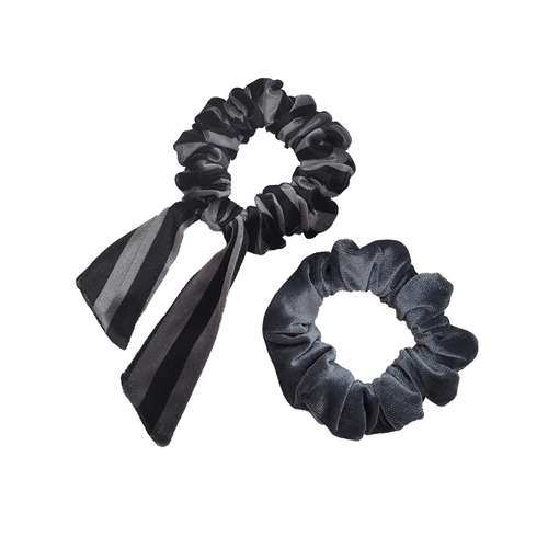 کش مو زنانه مدل اسکرانچی طرح  مخمل دنباله دار و ساده مجموعه دو عددی