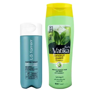 شامپو ضد شوره مو واتیکا مدل Tea Tree حجم 400 میلی لیتر به همراه شامپو ضد شوره لافارر مدل Oily Scalp حجم 180میلی لیتر