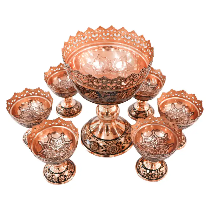 ست 7 تکه هفت سین مسی مدل الماس تراش کد 3014half