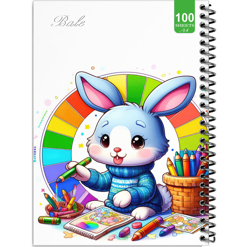 دفتر نقاشی 100 برگ بله مدل رحلی طرح فانتزی خرگوش نقاش کد A4-N120