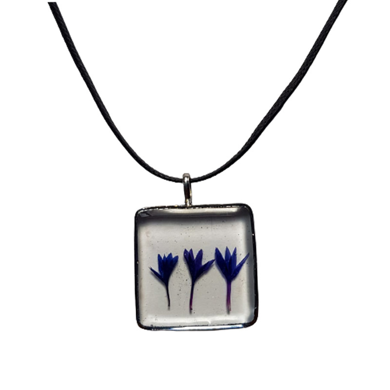 گردنبند دخترانه مدل رزینی گل خشک 002 گردنبند دخترانه مدل رزینی گل خشک 002