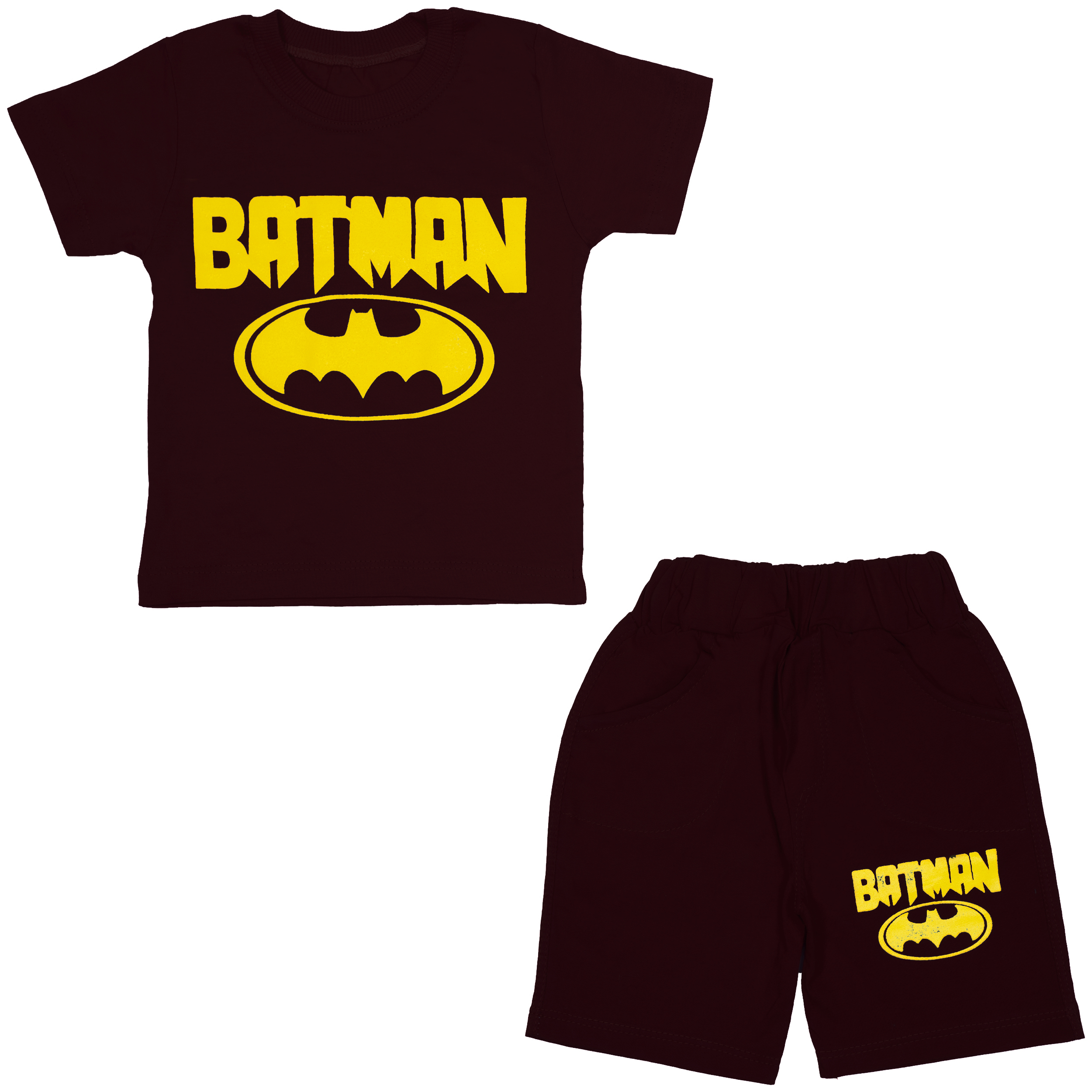 ست تی شرت و شلوارک پسرانه مدل batman کد 137 رنگ بادمجانی