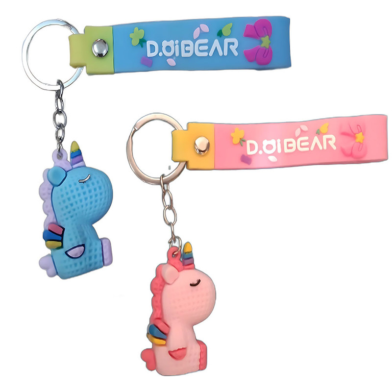 جاکلیدی دخترانه مدل سیلیکونی یونیکورن اسب تک شاخ طرح عروسکی مجموعه 2 عددی