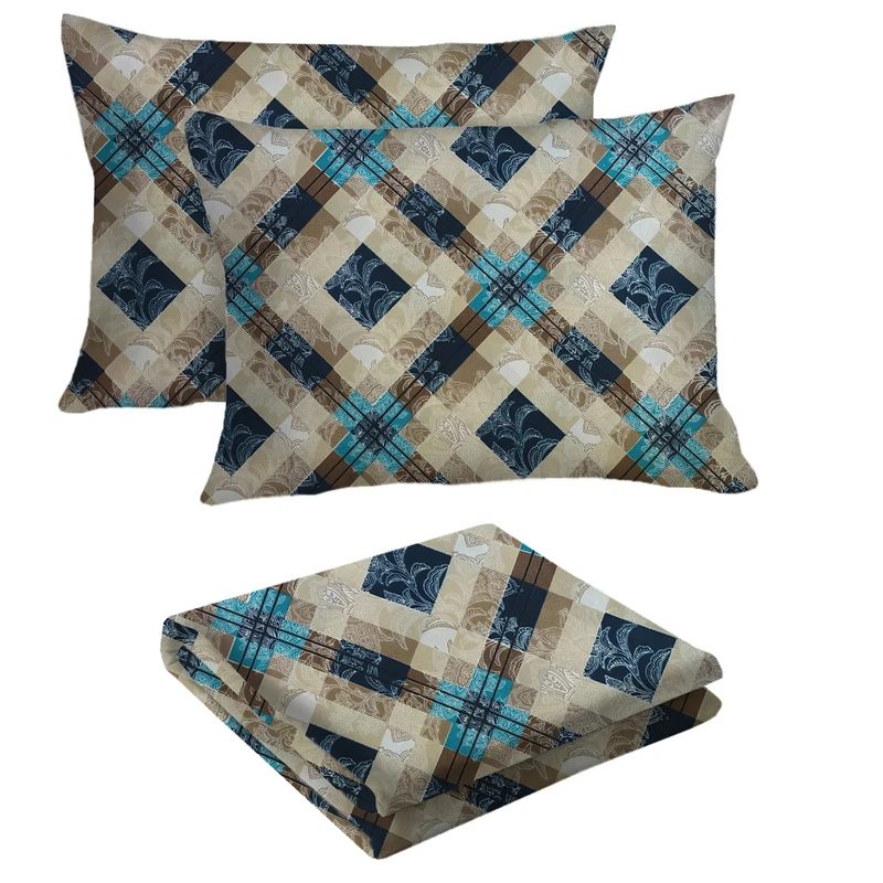 سرویس ملحفه سندس مدل پیمان کد F965 دونفره 3 تکه