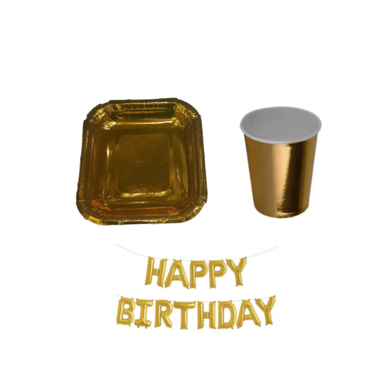 پیش دستی و لیوان یکبار مصرف مدل متالایز بسته 53 عددی