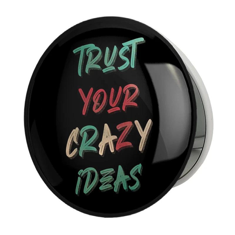 آینه جیبی خندالو طرح Trust Crazy Ideas مدل تاشو کد 2732 