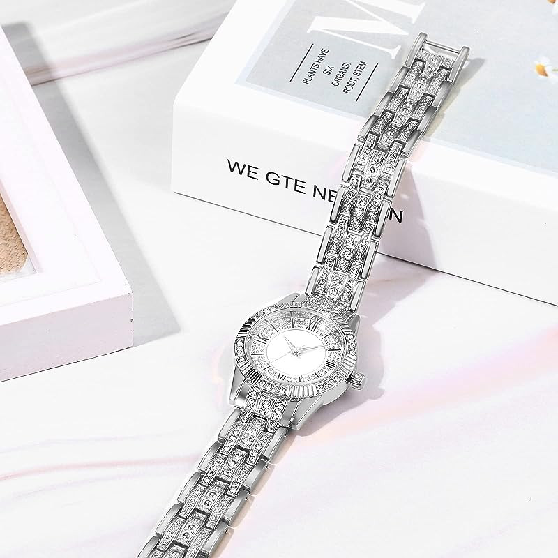 ساعت مچی عقربه ای زنانه مدل فول نگین دستبندی کد 02 ساعت مچی عقربه ای زنانه مدل فول نگین دستبندی کد 02