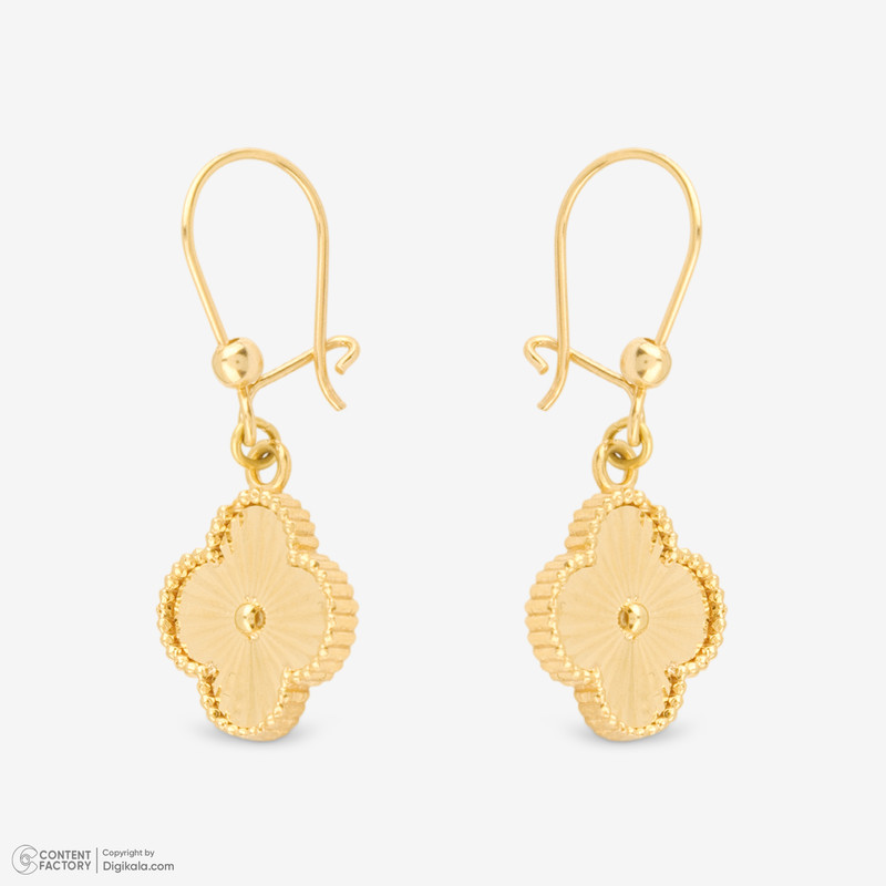 گوشواره عصایی طلا 18 عیار زنانه با طرح ونکلیف آرپلز گلدم مدل E253004 - 3
