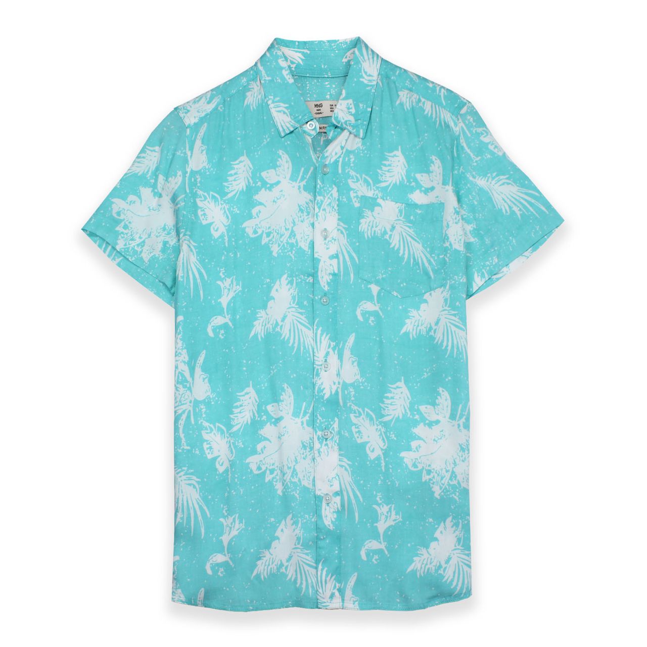 پیراهن آستین کوتاه مردانه مانگو مدل hawaii-blu