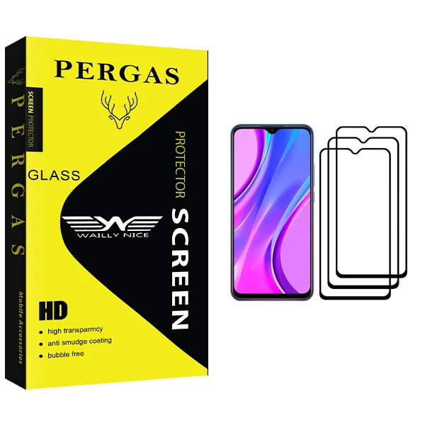 محافظ صفحه نمایش وایلی نایس مدل Pergas Glass مناسب برای گوشی موبایل شیائومی Redmi 9 بسته سه عددی
