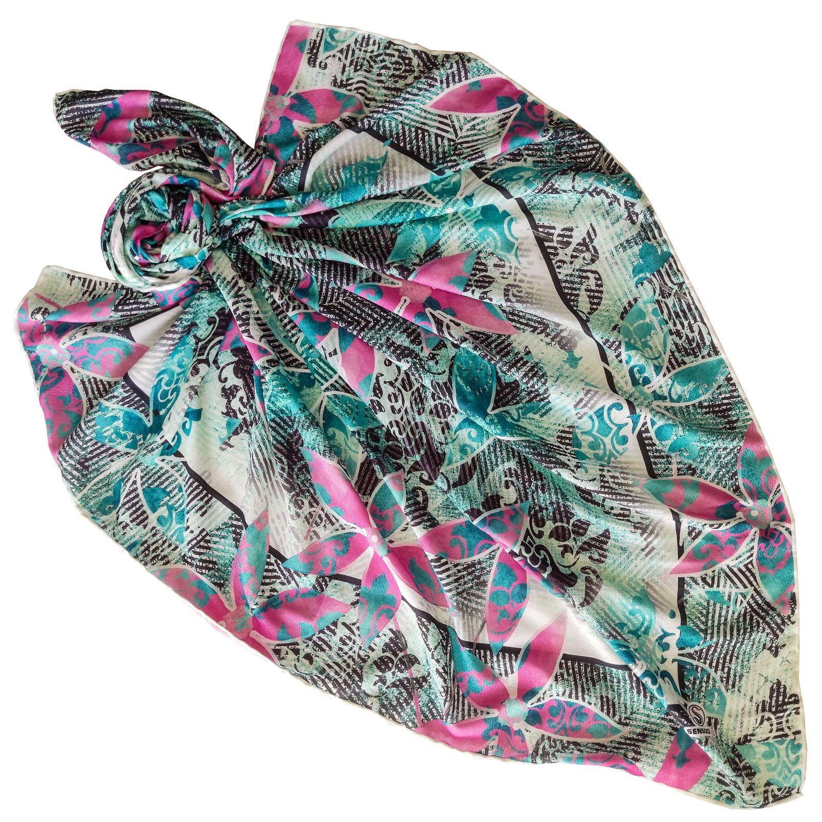 روسری زنانه مدل نخ ابریشم گل دار کد 6634 -  - 1