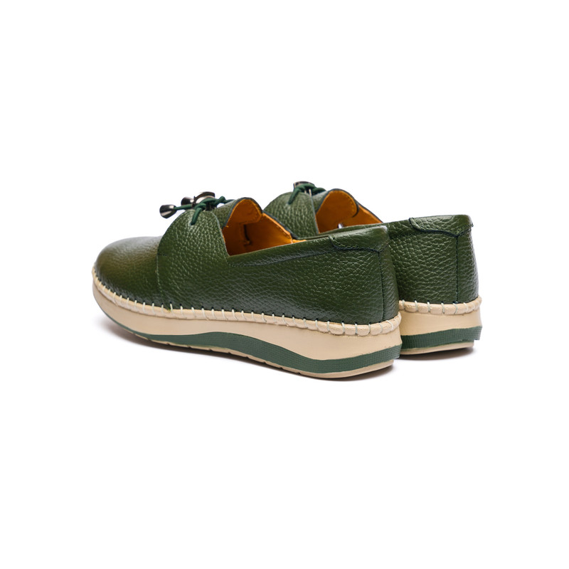 کفش طبی زنانه مدل تمام چرم رنگ یشمی