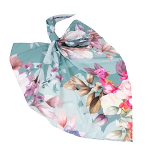 روسری زنانه مدل ابریشم توییل کجراه طرح گل بهاری کد 120 -sar-2240