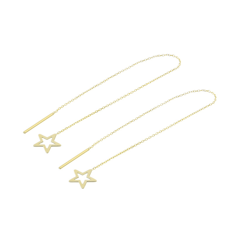 گوشواره بخیه‌ای طلا 18 عیار زنانه نیکان گلد مدل ستاره 6790 - 2