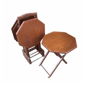 میز عسلی مدل تاشو هشت ضلعی ساده SH115 مجموعه 4 عددی