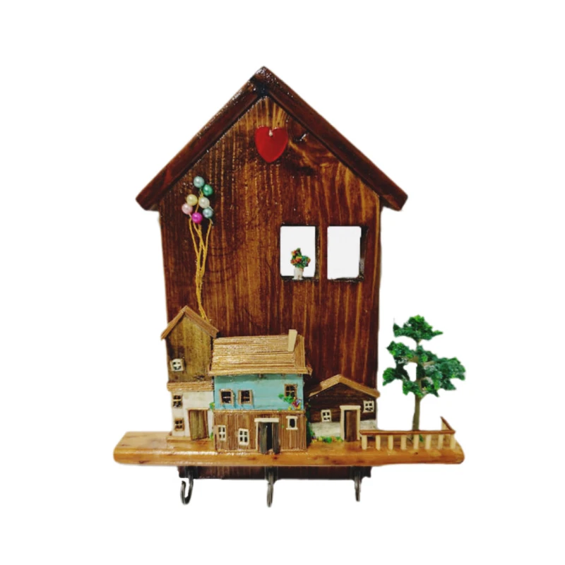 جا کلیدی دیواری طرح خانه‌های کوچک کد 37-KKM-1404M