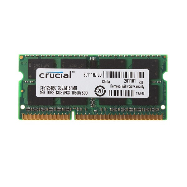 رم لپ تاپ DDR3 تک کاناله 1333 مگاهرتز CL9 کروشیال مدل PC3-10600-SODIMM ظرفیت 4 گیگابایت