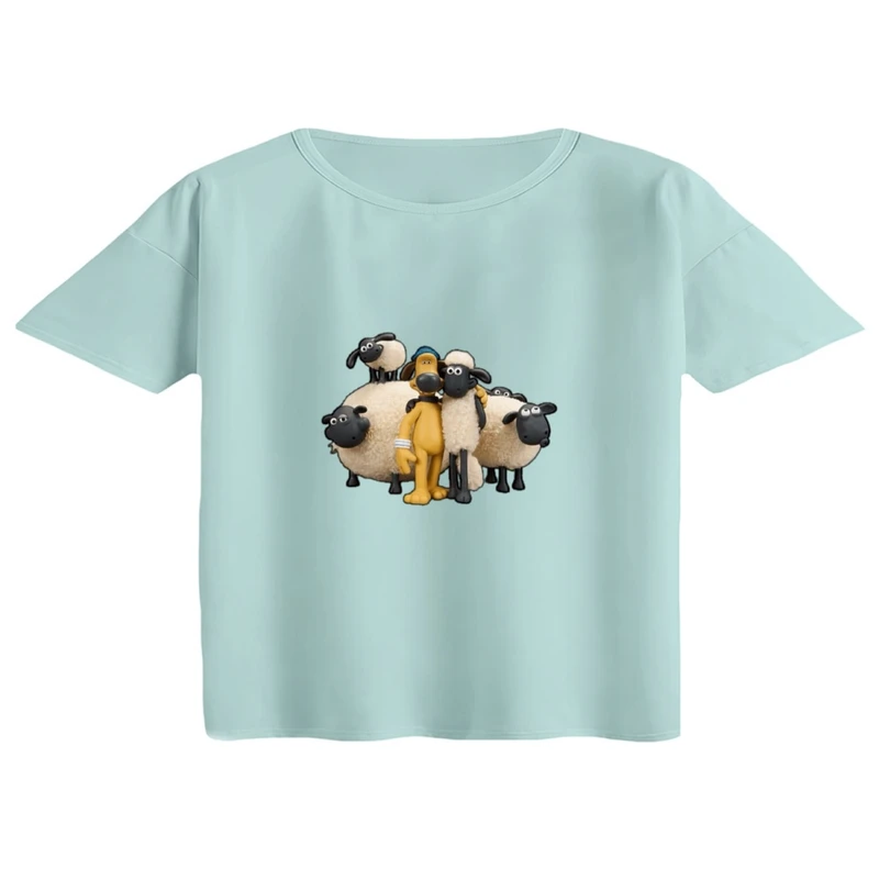 کراپ تی‌شرت آستین کوتاه زنانه مدل بره های ناقلا