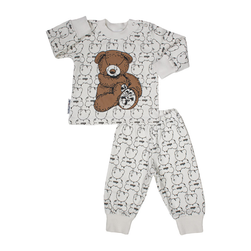 ست سویشرت و شلوار نوزادی آدمک مدل خرس کد 118532 رنگ استخوانی