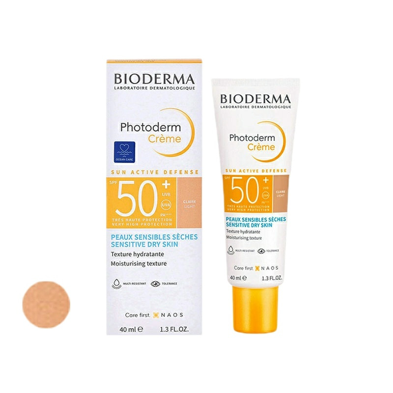 کرم ضد آفتاب رنگی بایودرما SPF 50 مدل فوتودرم مناسب پوست های خشک حجم 40 میلی لیتر