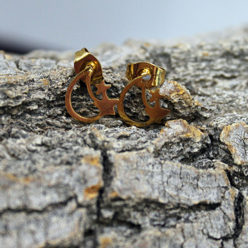 گوشواره زنانه طرح ماه و ستاره کد RKH_1538 مجموعه 2 عددی گوشواره زنانه طرح ماه و ستاره کد RKH_1538 مجموعه 2 عددی