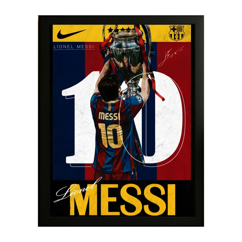 تابلو طرح لیونل مسی کد 02 فریم مشکی