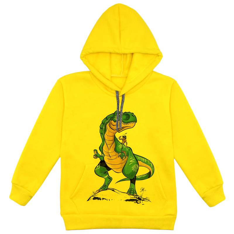 هودی پسرانه مدل دانیاسور F50 رنگ زرد