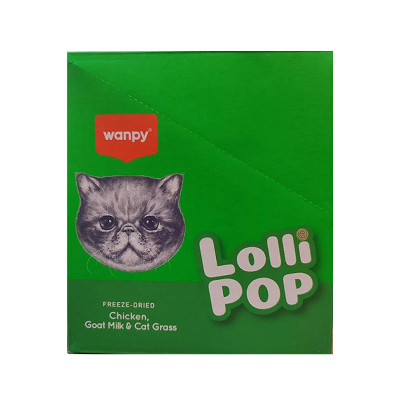 تشویقی گربه ونپی مدل Freeze Dried Lollipop با طعم مرغ، شیر بز و علف گربه وزن 14 گرم بسته 10 عددی