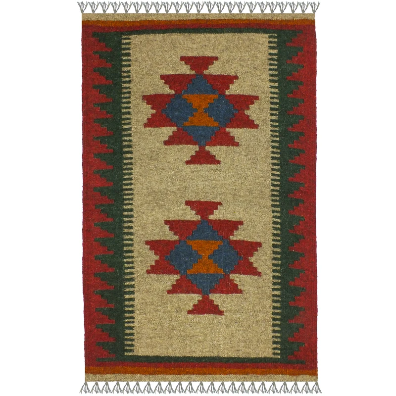 گلیم دستبافت یک متر مدل پادری شیراز کد 1718 زمینه الوان