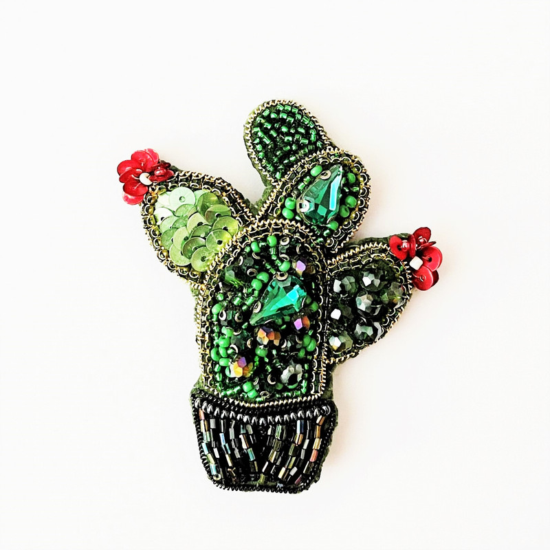 Nopal Sequin patch - Cactus bead applique for sewing - Casa Frida