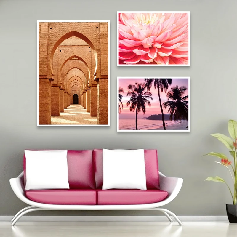 تابلو بکلیت طرح دکوراتیو طبیعت مدل شاین اکلیلی W-846 مجموعه 3 عددی