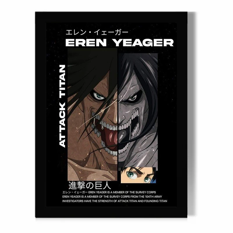 تابلو مدل دیواری طرح انیمه اتک آن تایتان | Attack on titan کاراکتر ارن ییگر | Eren Yeager کد FD079