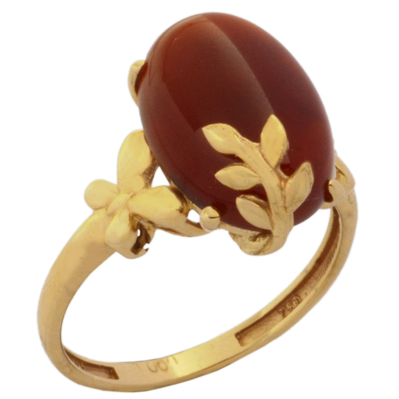 انگشتر طلا 18 عیار زنانه طلای مستجابی مدل عقیق پروانه کد 40475 سایز 54