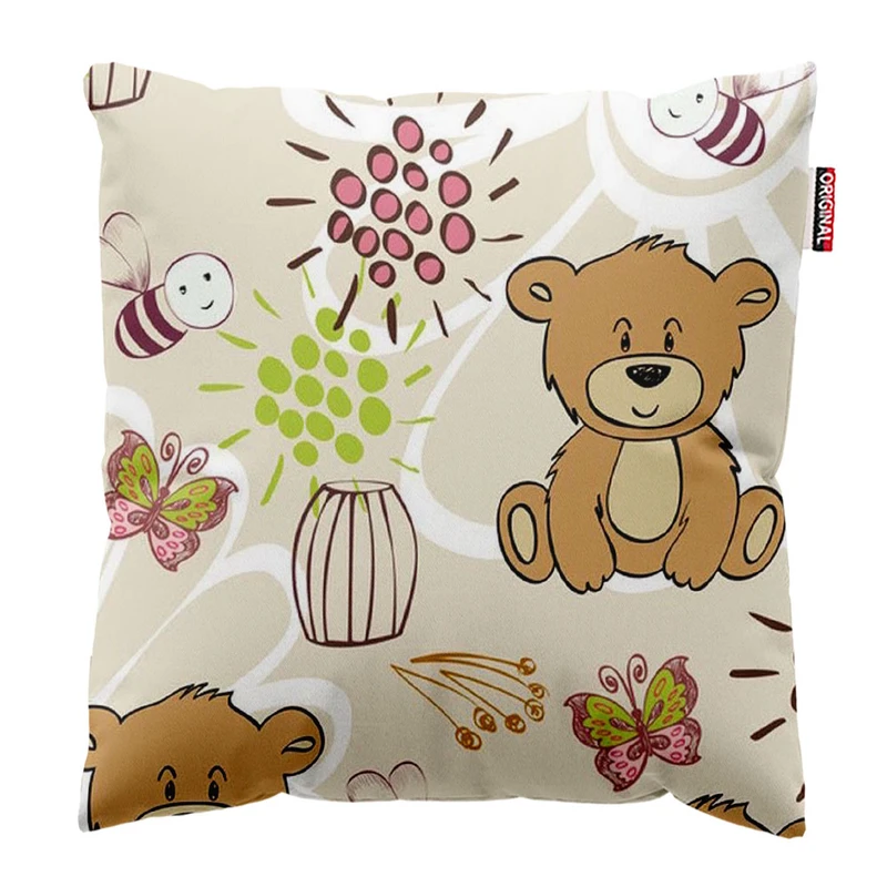 کوسن پاد آفرین طرح کارتونی خرسی بچگانه کد 2775 سایز 40*40 سانتی متر