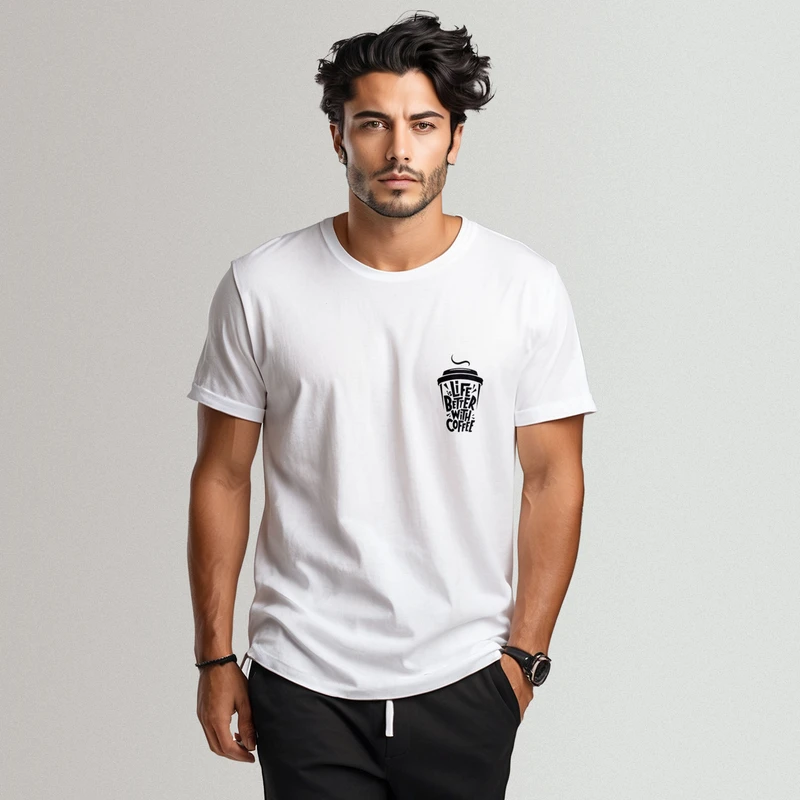 تی شرت آستین کوتاه مردانه مدل 14021207F رنگ سفید