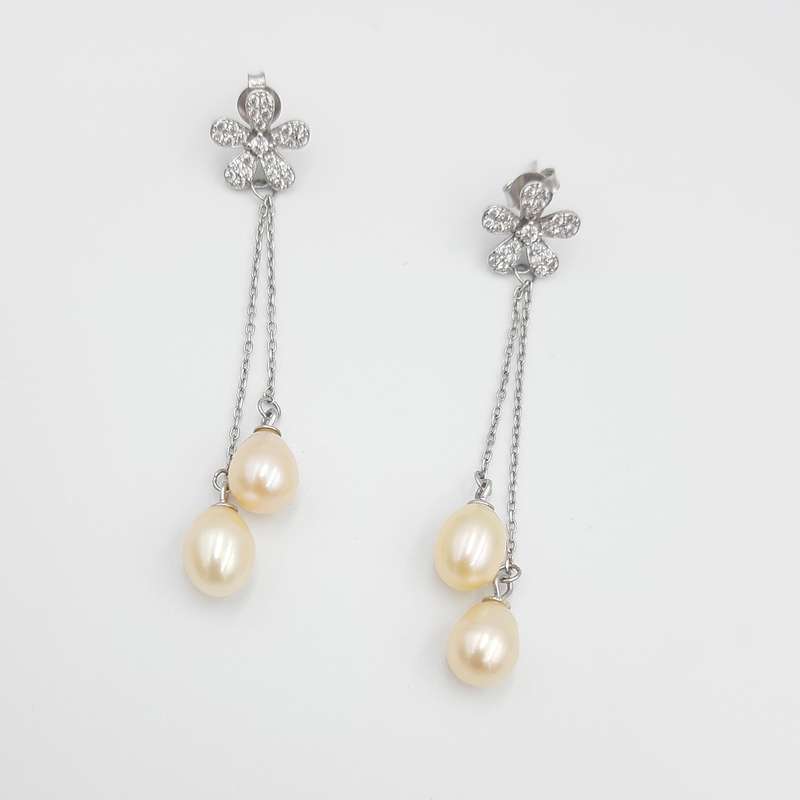 گوشواره نقره زنانه مدل مروارید کد 20488