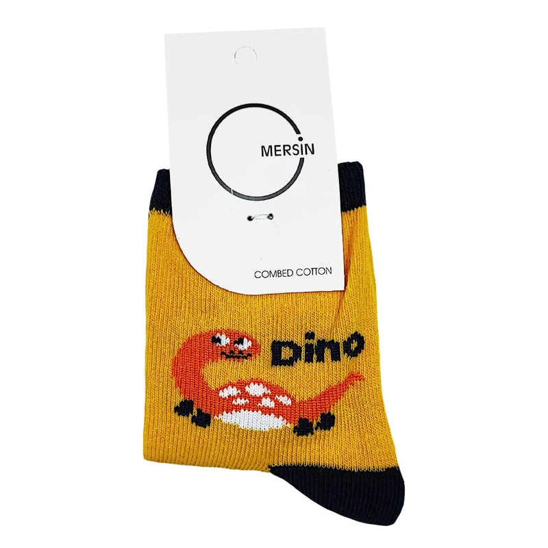 جوراب ساق بلند پسرانه مرسین مدل دایناسور کد 04