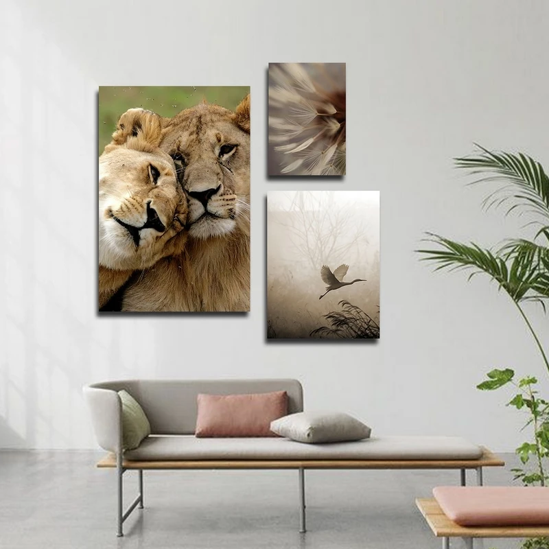 تابلو شاسی بکلیت طرح طبیعت و حیات وحش شیر مدل SH-2431 مجموعه 3 عددی